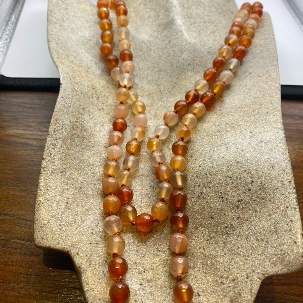 Vintage Carnelian Jumprope Beaded Necklace 46 Inch